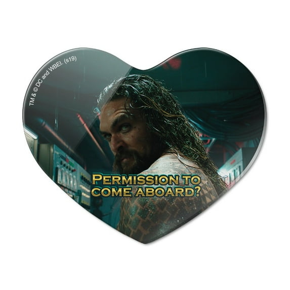 Aquaman Movie Permission to Come Aboard Heart Acrylic Fridge Refrigerator Magnet