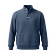 thumbnail image 3 of Men's Solid Sweatshirt Pit Strip Half Open Collar Casual Printed Sweatshirt for Fall Winter, 3 of 7