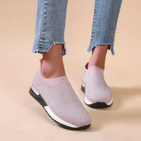 

Winter Savings Clearance! SuoKom Sneakers for Women Plus Size Casual Stretch Cloth Mesh Breathable Walking Running Shoes Slip On Sneakers Summer Women s Fashion Sneakers