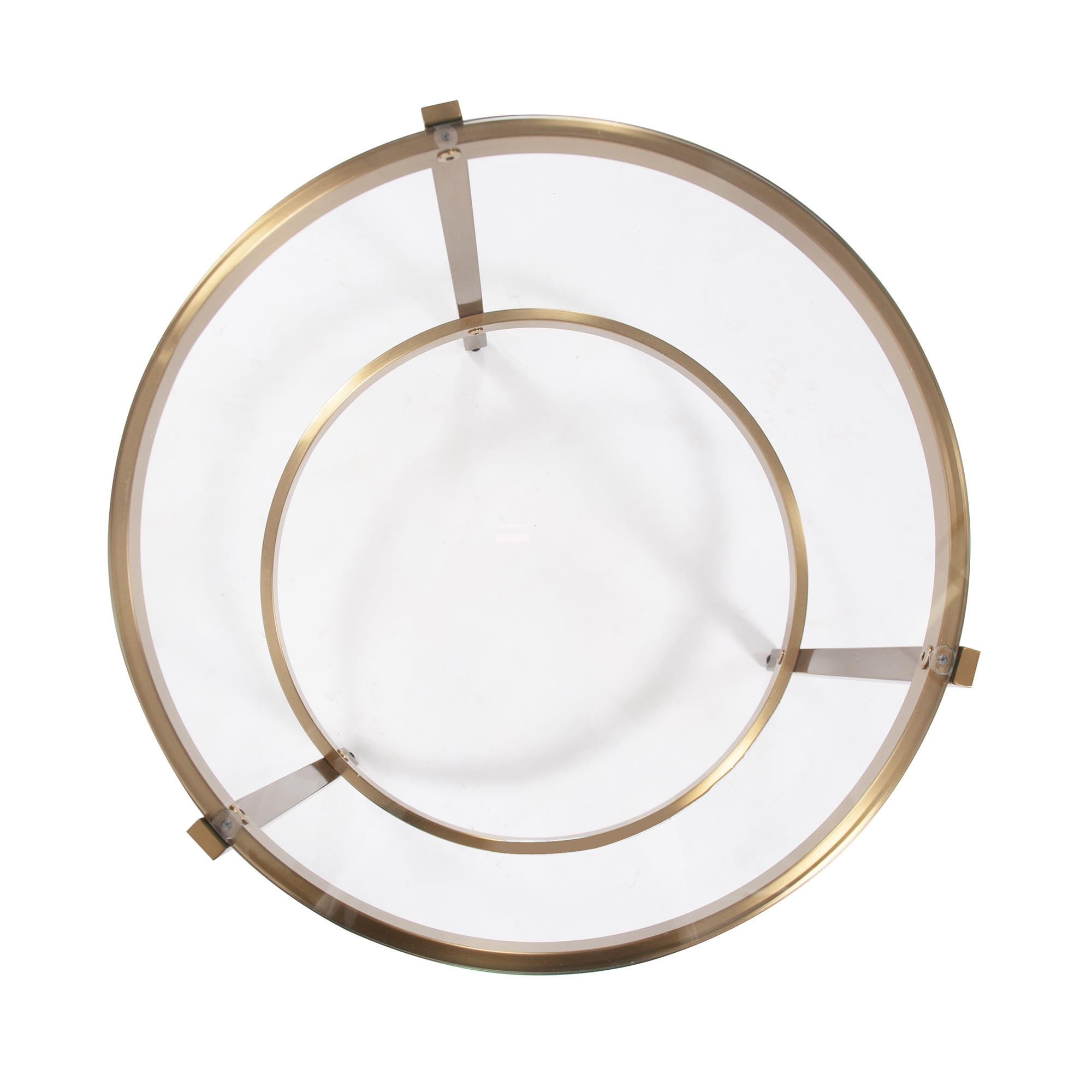 Tyler Dillion Brushed Brass Round Stainless Steel Side and Accent Table with Glass Top 19"H x 16.5"D x 16.5"W