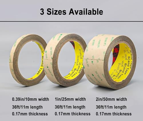 3M 300LSE Double Sided Tape for Scrapbook 2in x 36ft, Removable Heavy Duty Double Sided Mounting Tape, Transparent Adhesive Sticky Tape for Picture Hanging Strips, Poster, LED Strips, Art Craft