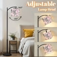 thumbnail image 3 of Arc Floor Lamp with Adjustable Lampshade Soft Pink Black Watercolor Palm Leaf Standing Lamp 3 Color Temperatures Dimmable Tall Pole Lamp with Foot Switch for Bedroom, 3 of 8