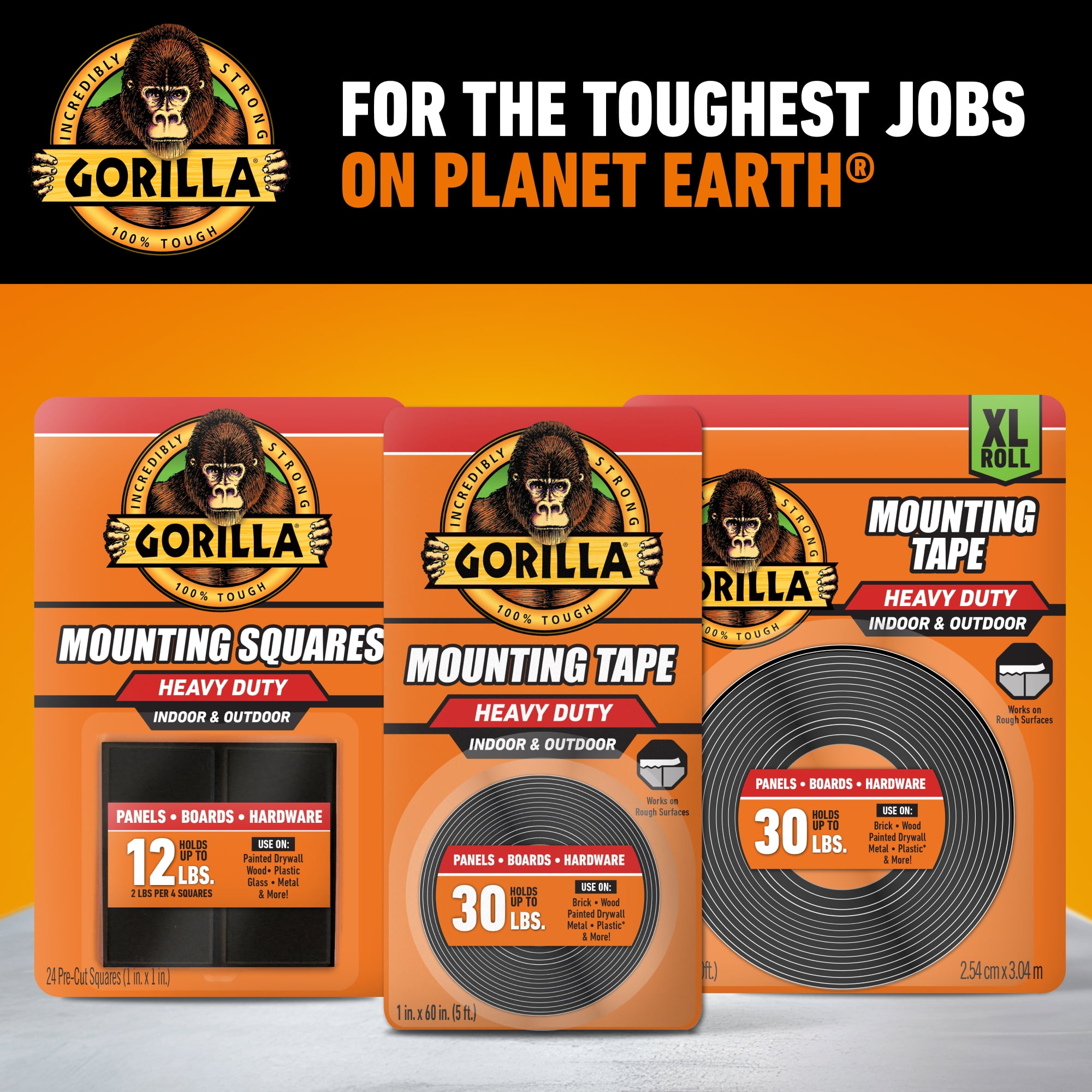 Gorilla Heavy Duty Mounting Tape, 60in Black Tape Material Model