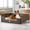 Brown&Beige, variant on Dextrus Rattan Dog Bed for Large Medium Dogs and Cats, 34.6''Lx23.6''Wx11.8''H Indoor Outdoor Pet Bed with Blue Cushion