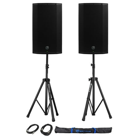 (2) Mackie Thump12A THUMP-12A 12" 1300w Powered DJ PA Speakers+Stands+Cables+Bag