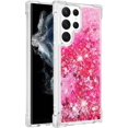 thumbnail image 3 of Compatible with Samsung Galaxy S22 Ultra Case Glitter Liquid Cute Clear Phone Case Floating Quicksand Shockproof Protective Bumper Silicone Soft TPU Case for Galaxy S22 Ultra Love Pink YB, 3 of 12