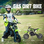 TOXOZERS 50cc Dirt Bike for Kids,Mini Pit Bike for Boys and Girls 8+,25 MPH Off Road Motor-Cycle with Disc Brakes,Green