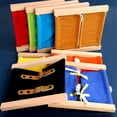 thumbnail image 3 of 8 PCS Baby Wooden Busy Board Zip Button Buckle Skills Montessori Early Educational Learning Sensory Toddlers, 3 of 8