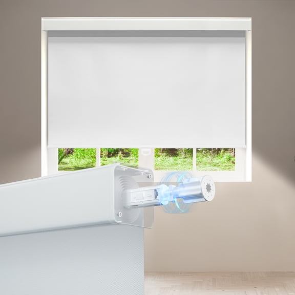 ColourTree Blackout Blinds Free-Stop Cordless Roller Shades Thermal-Insulated Window Blind, Easy Install Room Darkening Shades for Home, Office, Bedroom (White, 23" W x 72" H)