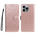thumbnail image 4 of TECH CIRCLE for iPhone 16 Pro Case 6.3" 2024, PU Leather Flip Wallet Case with Stand Function, Built-in Card Slots & Cash Pocket, Lightweight Protective Cute Flower Cover with Lanyard, Rosegold, 4 of 8