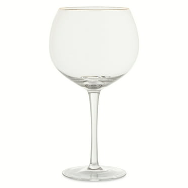 Thyme & Table 21 fl oz Sphere Stemmed Wine Glass with Gold Rim