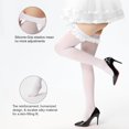 thumbnail image 2 of Women's Satin Bows Thigh High Stockings Hold-ups Snag-Resistant Knee High Long Socks, 2 of 11