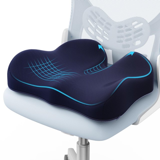 Cojín para asiento A-Pce grande de espuma viscoelástica para aliviar el dolor, azul