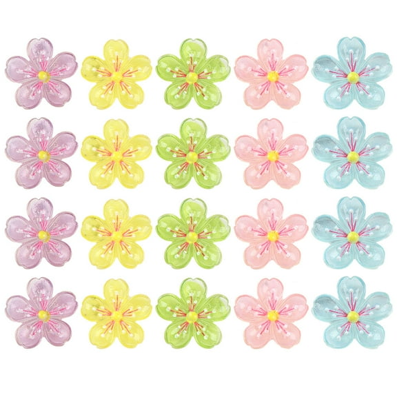 WORGEOUS  20 Pcs DIY Headband Flower Charm Decorative Cherry Blossom Mini Hair Clips for Thin