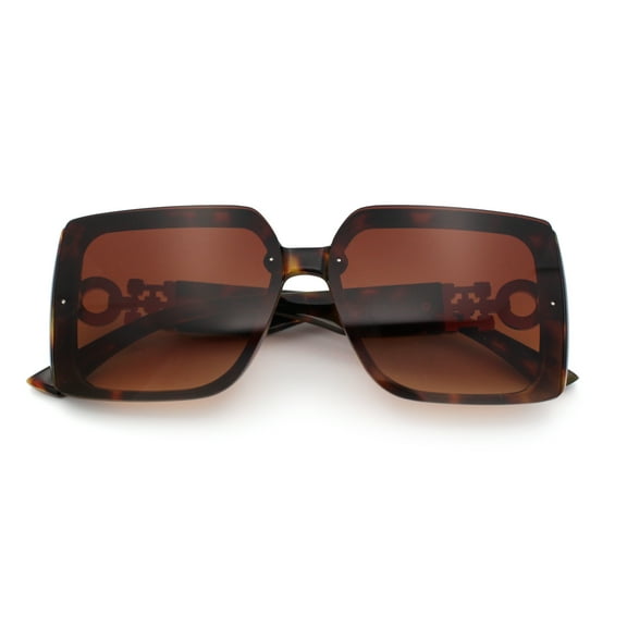 Womens Rhinestone Jewel Hinge Rectangle Rimless Butterfly Diva Sunglasses Tortoise - Brown