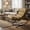 Tan, variant on Indoor Outdoor Papasan Rocking Chair with Cushion, Curved Metal Frame Rocking Chair for Bedroom Living Room Porch Patio