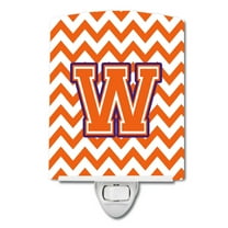 Letter W Chevron Orange and Regalia Ceramic Night Light