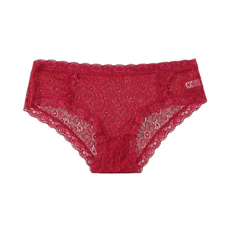 

Female Panties Casual Elegant Breathable Thong Hollow Flowers Sides Lace Thong Panties For Women