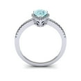 thumbnail image 4 of SuperJeweler 1 Carat Pear Shape Aquamarine and Halo Diamond Ring In Sterling Silver For Women, 4 of 6
