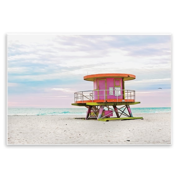 Stupell Industries Lifeguard Hut with Pastel Sky Landscape & Nature Photography Unframed Art Print Wall Art, 15 x 10