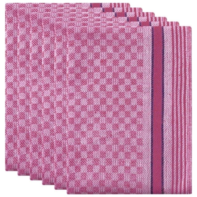 REGALWOVEN Waffle Weave Kitchen Dish Cloths 6Pcs Cotton Kitchen Towels Pink 6