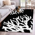 thumbnail image 2 of Coral Black Large Area Rugs for Bedroom Living Room, Non Slip Carpet Bedside Rug, Coastal White Ocean Marine Nautical Beach Rectangular Floor Cover Kitchen Accent Rug 4'x6' for Dining Room/Office, 2 of 9