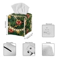 thumbnail image 3 of POLERO Suqare Tissue Box Holder, 5.1"X5.1"X5.5" Waterproof Tissue Box Cover PU Leather Facial Organizer for Dresser Bathroom Home Decor (Happy Chrsitmas Bell), 3 of 7