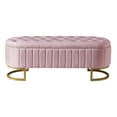 thumbnail image 4 of MODERNLUXE Banc Ottoman de Rangement Rembourré en Velours, Banc de Bout de Lit avec Pattes en Métal, Coffre de Rangement pour Chambre, Salon, Entrée, Rose, 4 of 8