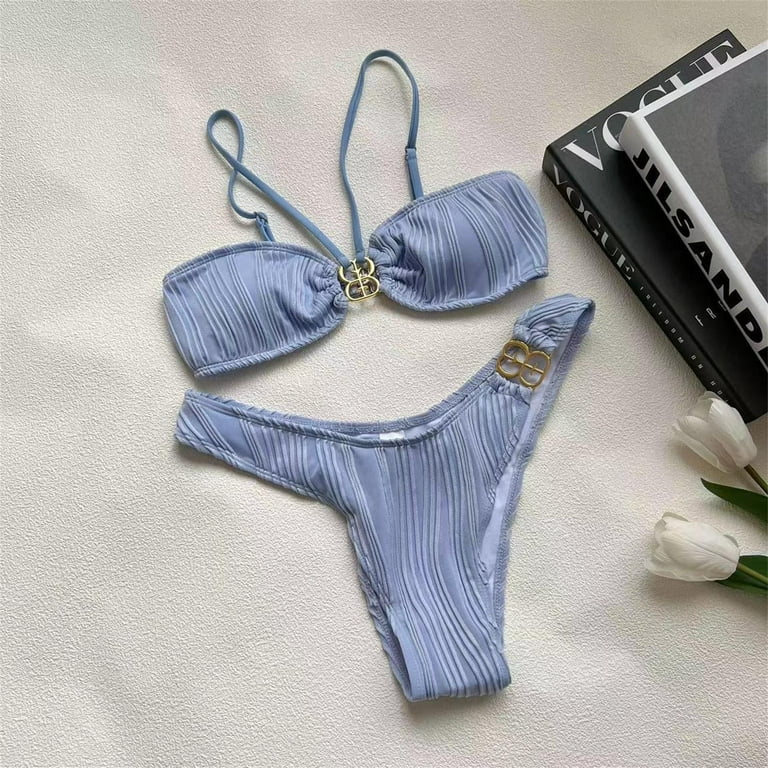 Bikini Swimwear Zaful Blue Velvet Bikini Zaful Bikini ZAFUL Floral