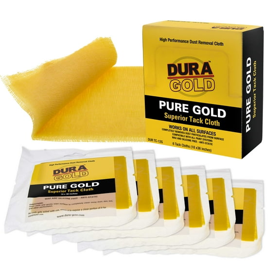 Dura-Gold - Pure Gold Superior Tack Cloths - Tack Rags (Box of 6) - Woodworking and Painters Professional Grade - Removes Dust, Sanding Particles, Cleans Surfaces - Wax and Silicone Free, Anti-Static
