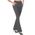 thumbnail image 2 of Blmnix Slim Straight Comfy Womens Pants Gray Solid Pocket Dressy Business Flat Front Pants for Lady Winter, 2 of 5