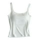 thumbnail image 1 of Prenda exterior de primavera-verano para mujer: camiseta sin mangas con tirantes y copas, color liso, mezcla de algodón elástico., 1 of 6