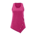 thumbnail image 4 of VBVC Women's Asymmetrical Hem Crew Neck Tank Top , Ladies' Sleeveless Side Button Blouse , Summer Casual Athletic Shirt For Women,Hot Pink,S-2XL, 4 of 6