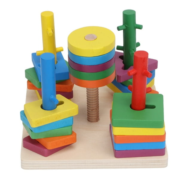 Juego De Apilamiento De Colores De Madera – Rompecabezas Rápido Con Anillos Y Cuentas, Para Niños Y Adultos, Pintura Segura