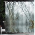 thumbnail image 3 of Ambesonne Fog Shower Curtain, Dark Forest with Trees in Water, 69"Wx75"L, Multicolor, 3 of 4