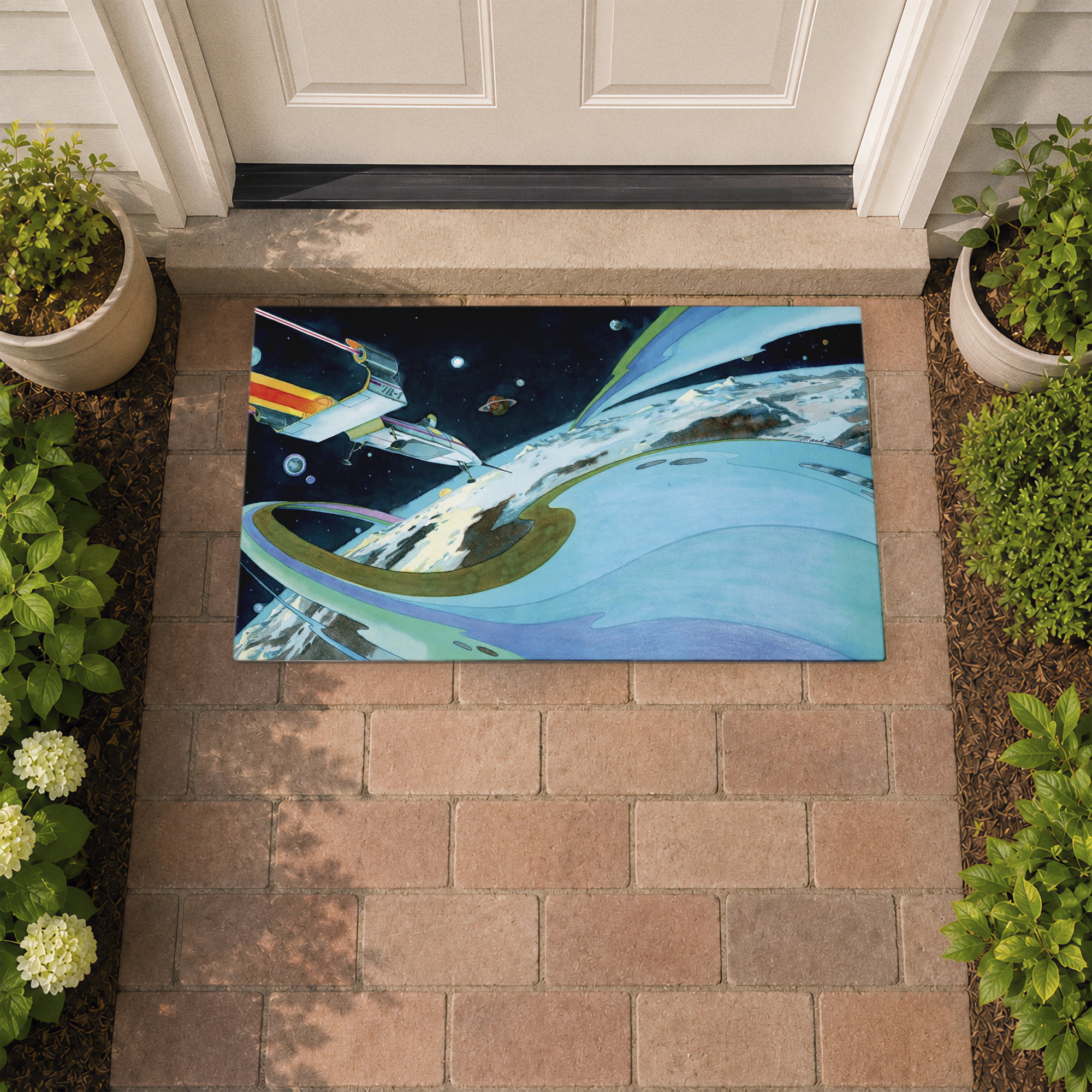 Stupell Industries Futuristic Space Orbit Printed Outdoor Door Floor Mat, design by The Saturday Evening Post