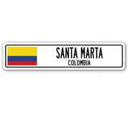 Santa Marta, Colombia Street Sign - Colombian Flag City Country Road Wall Gift