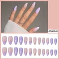thumbnail image 5 of 24 uñas postizas cortas de color morado almendra, uñas medianas con diseños de flores francesas, uñas adhesivas para mujeres, uñas postizas acrílicas ovaladas con pegamento para arte de uñas de mujer, 5 of 5