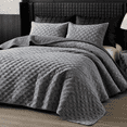thumbnail image 4 of Say Yes Bedding Zera MJ 100% Velvet Coverlet Set with Pillowcase Grey , Queen Size, 4 of 5