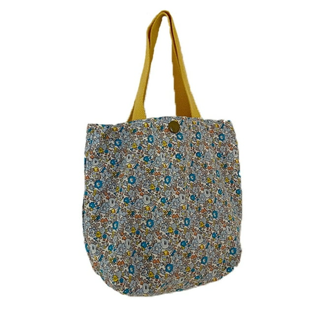 Large Capacity Flower Canvas Shoulder Bag Convenient For Women Magnetic Snap Closure Canvas Shoulder Bag