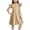 Khaki, variant on CUSTG Children Girls Dress Solid Color Flutter Sleeve Crewneck Dress Casual Summer Wear Comfortable Party Outfit Soft Fabric birthday girl dresses