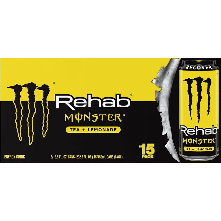 Monster Energy Rehab Tea Lemonade, Iced Energy Drink, 15.5 Ounce
