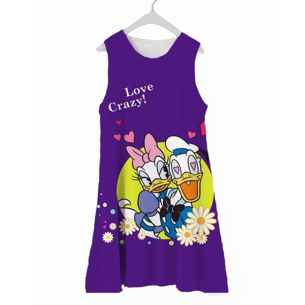 Falda corta de playa de Minnie de Disney para verano del 2022, camiseta sin mangas a la moda para niñas, falda holgada con dobladillo con estampado de dibujos animados bonitos, vacaciones 120 Gao Jinjia LED