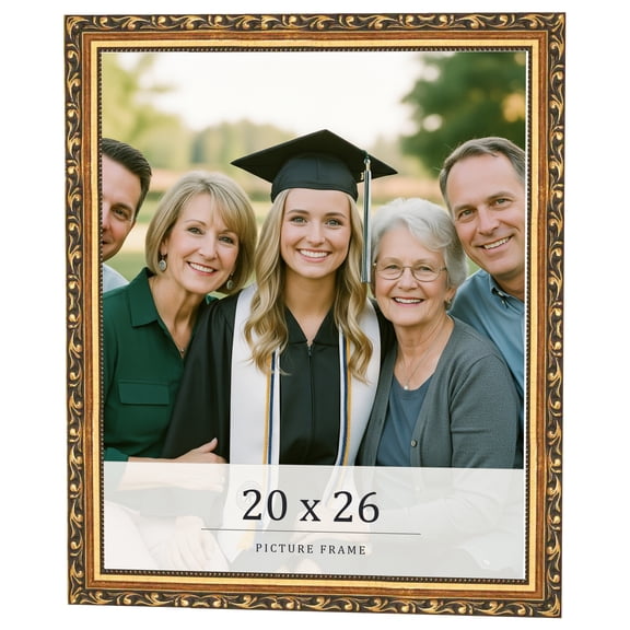20x26 Frame Black & Gold Solid Wood Picture Frame Width 1.125 Inches | Interior Frame Depth 0.375