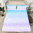 thumbnail image 2 of Feelyou Mystic Starry Sky Twin Sheet Sets for Teens, Cartoon Stars Galaxy Twin Fitted Sheet, Purple Blue Rainbow Flat Sheet, Luxury Bedroom Decor, 3-Piece, 2 of 7