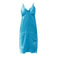 thumbnail image 4 of PEASKJP Womens Nightgowns Plus Size Women's Sleepwear Satin Nightgown V Neck Silk Nighty Sleeveless Nightwear Lace Chemise (Sky Blue,L), 4 of 5