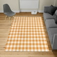thumbnail image 2 of Plaid Turkish Area Rug, Lumberjack Fashion Buffalo Checks Pattern Retro Style Grid Composition, Soft Carpet for Living Room Decor with Distressed Look, 2.6' x 5', Marigold and White, by Ambesonne, 2 of 4