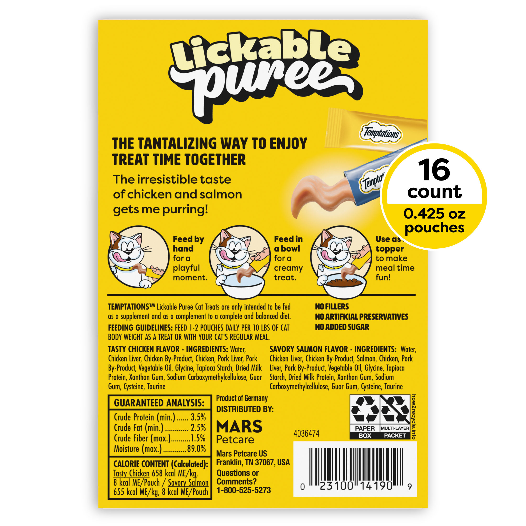 TEMPTATIONS Creamy Puree Salmon Chicken Cat Treats 16 Pack photo 5