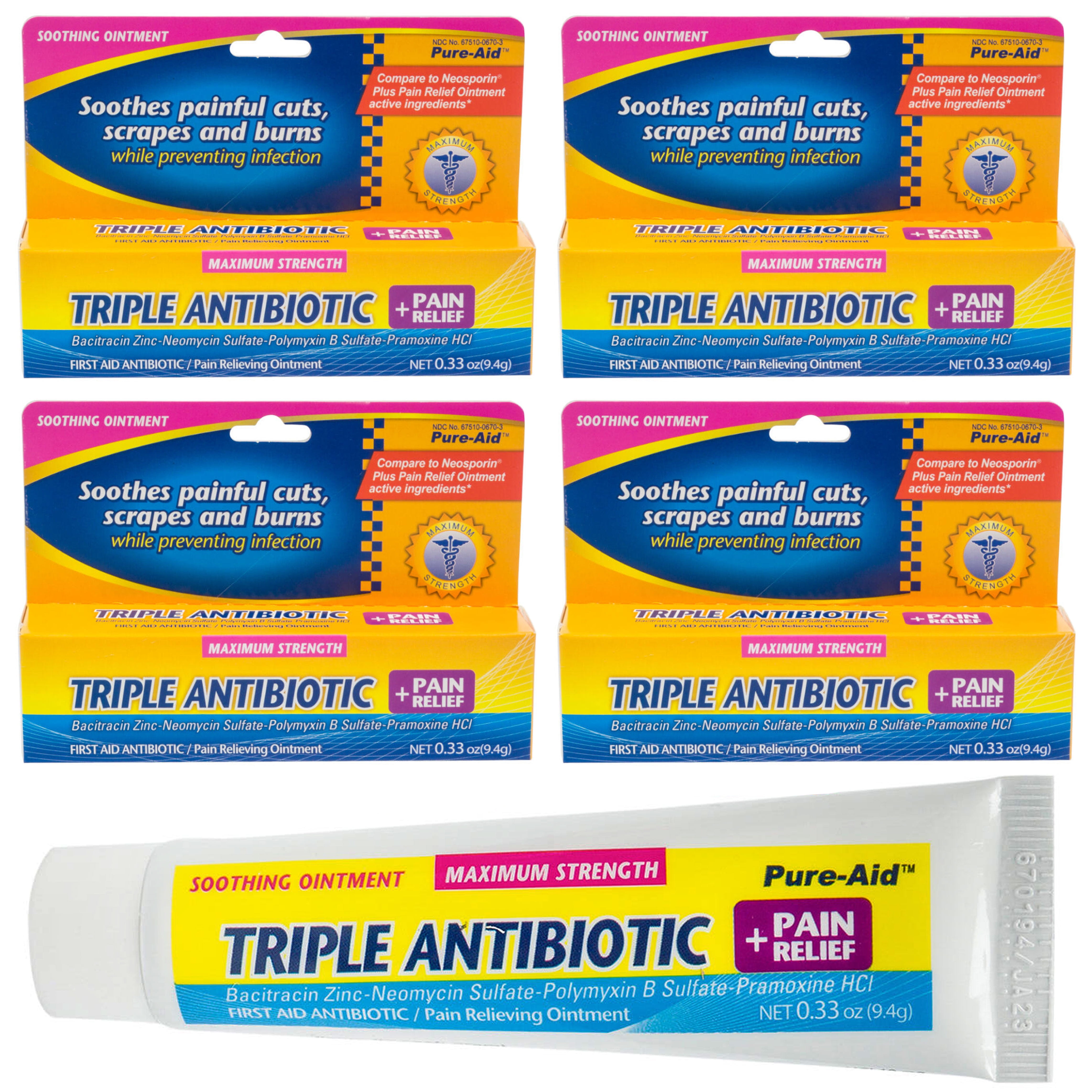 4 Maximum Strength Pain Relief Cream Triple Antibiotic Ointment