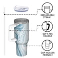 thumbnail image 4 of 40oz Tumbler with Handle and Straw, Vacuum Insulated Stainless Steel Travel Mug, Fits Car Cup Holder, Liquid & Marble Print, 4 of 6
